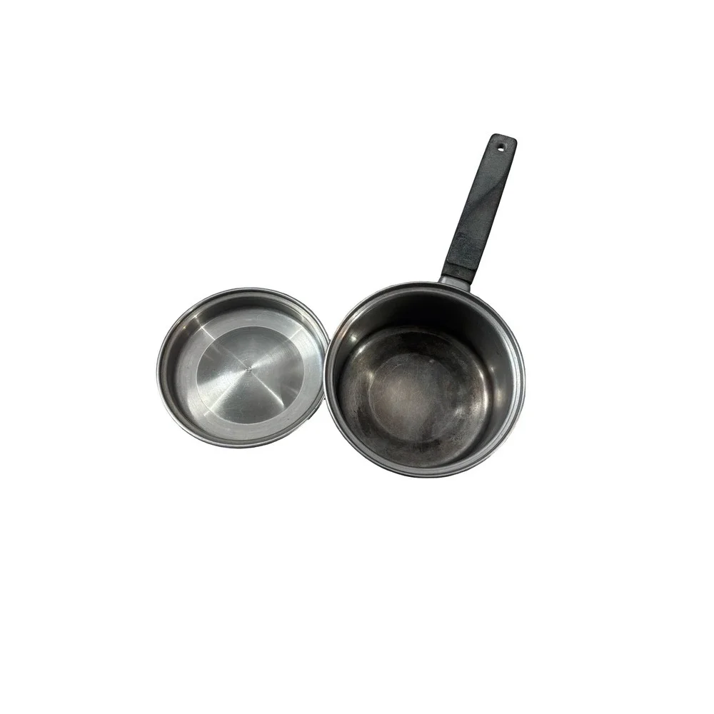 Ekco Flint Stainless Steel 1 Qt Saucepan with Lid‎ Vintage USA Cookware Silver